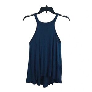 BCBGeneration Navy Blue High Neck Tank Top XXS Womens High Low Hem Sleeveless
